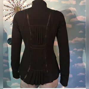 ZELLA Zip Up Jacket - Black Pleats Leather-like Trim